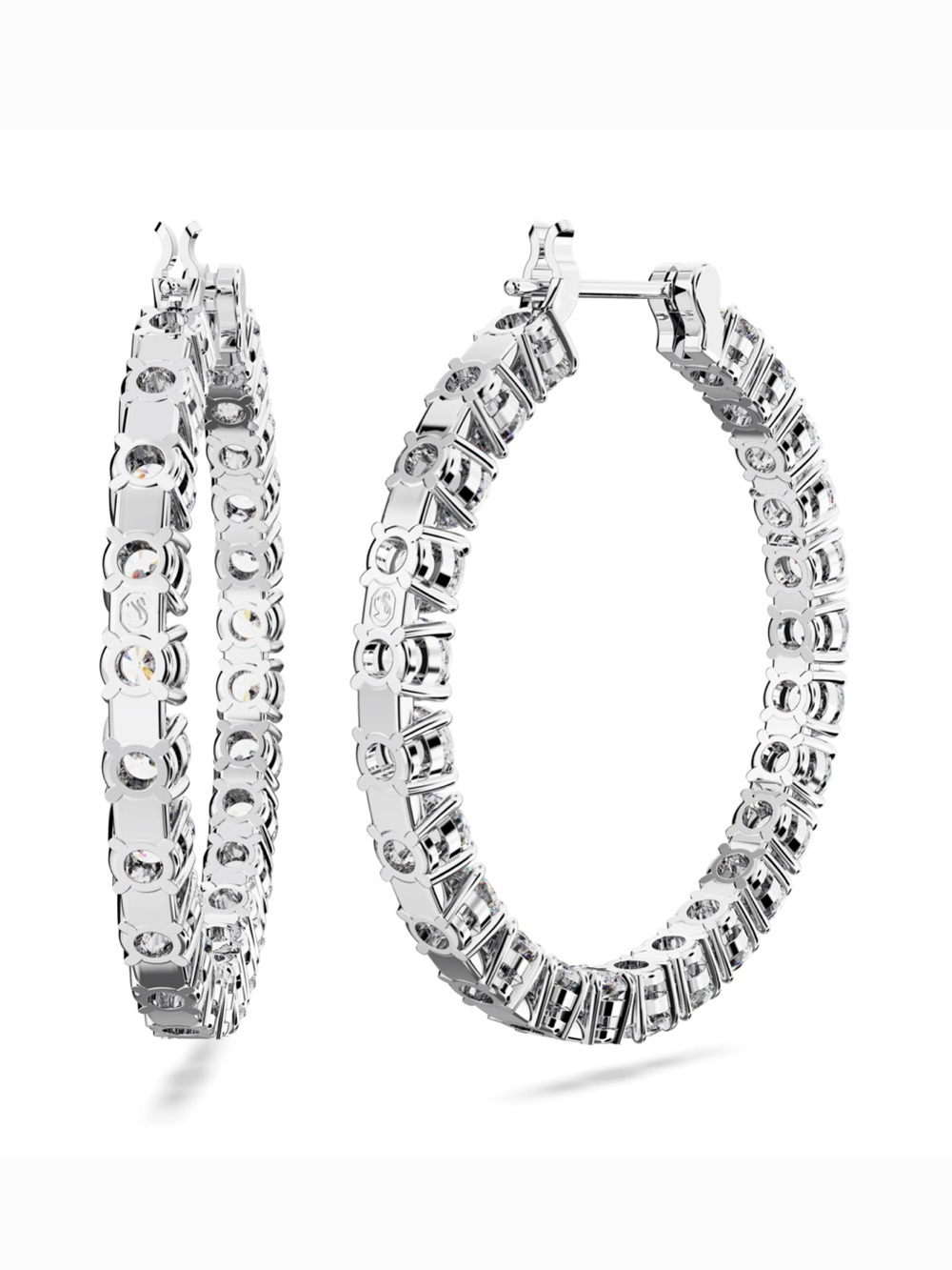Swarovski Matrix Clear Crystal Curved Hoop Earrings with Pink Gift Box 5689692